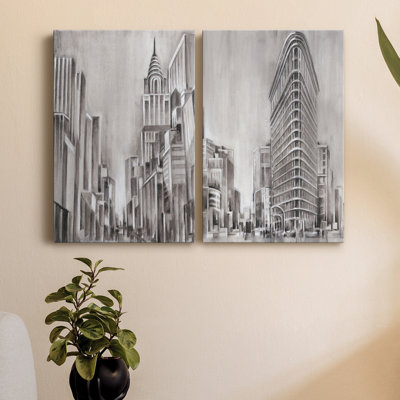 Art déco, paysage urbain I, toile tendue avec châssis de qualité supérieure - prête à être accrochée