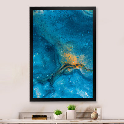Blue Universe With A Cloud Of Orange - Modern & Contemporary Canvas Art Print