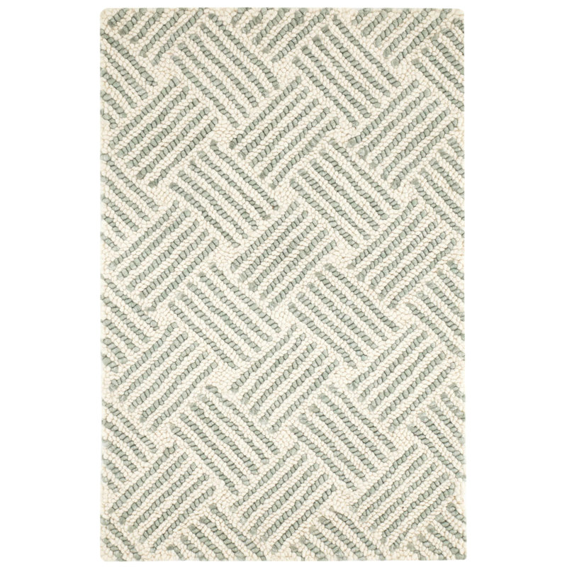 Layers Desert Sage Hand Hooked Wool Rug, Rectangle 4' x 6'