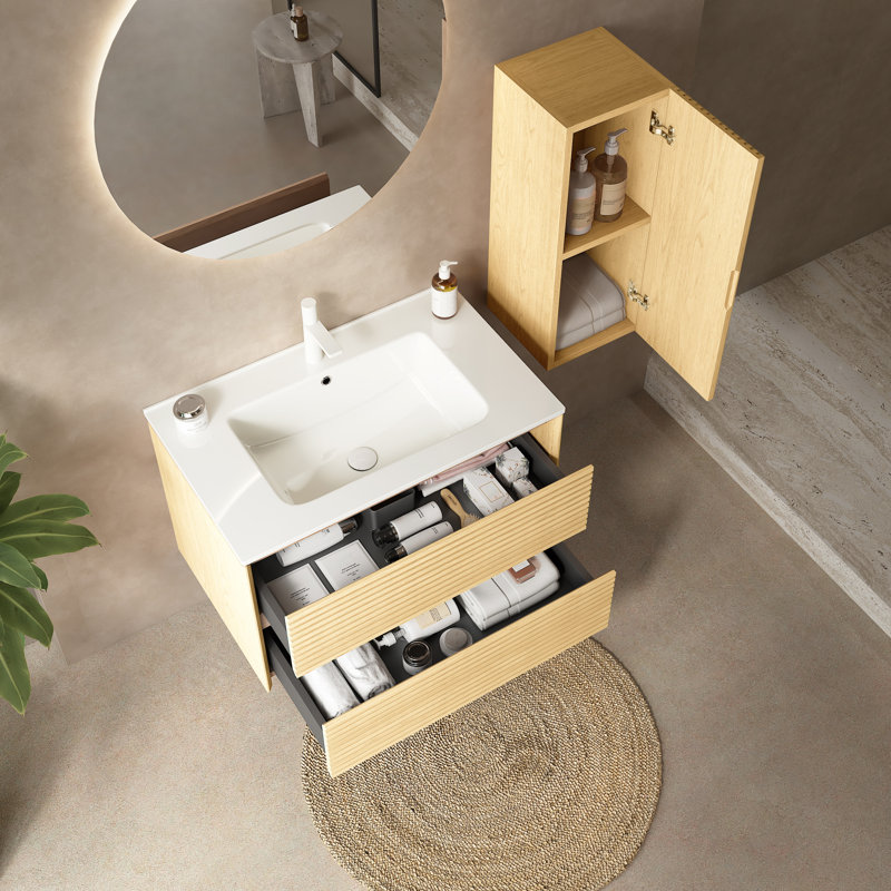 Armoire murale de salle de bain Kali, Naturel, H 29,53 po x l 11,81 po x P 11,81 po