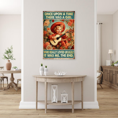 " A Girl Loved Ukulele - 1 Piece Rectangle Graphic Art Print On Wrapped Canvas "