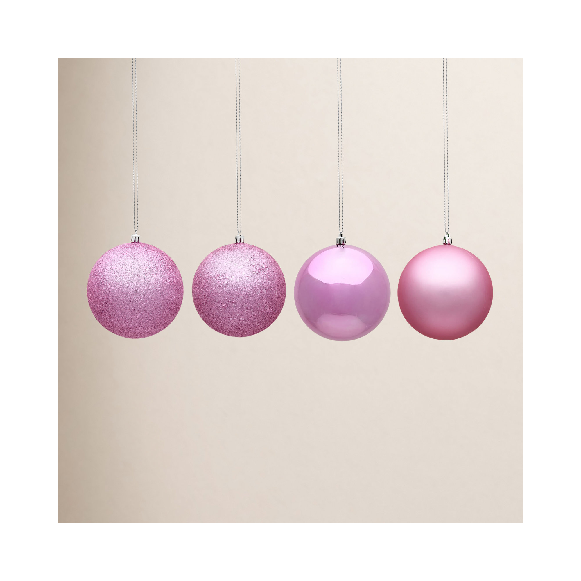 Holiday Décor Ball Ornament, Pink, 4" H x 4" W x 4" D