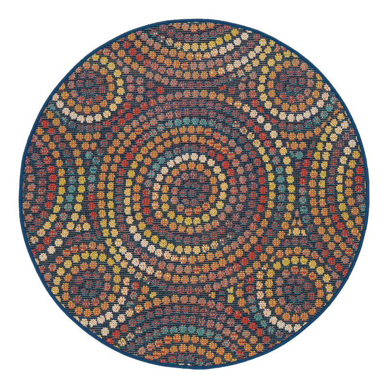 Gracye Geometric Indoor / Outdoor Rug, Round 4'1"