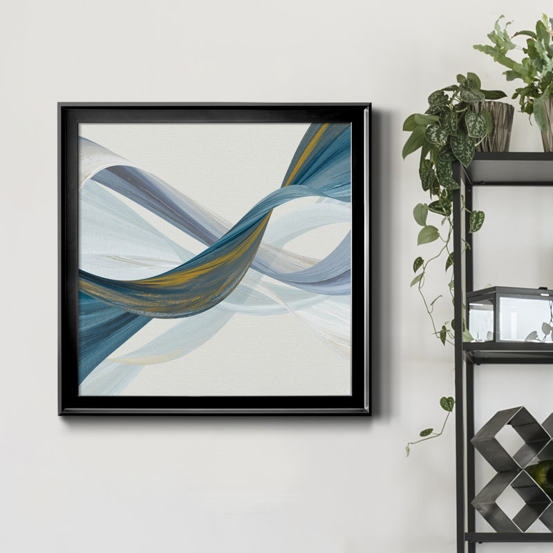 Changer les courants II - peinture sur toile encadrée, H 30,5 po x l 30,5 po x P 1,5 po, Cadre noir
