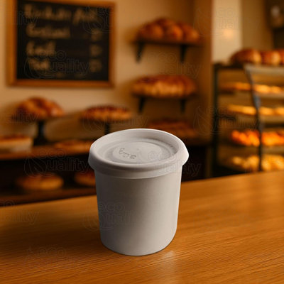 Tasses à café en papier jetables blanches avec couvercle blanc EcoQuality 4 oz (250)