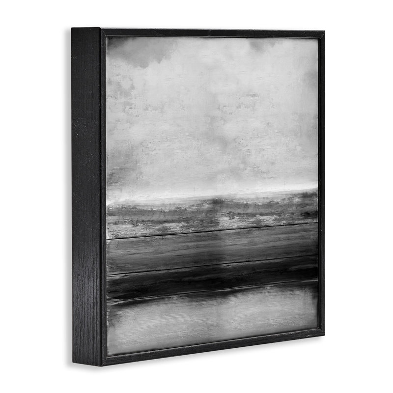 Abat-jours monochromes gris rustiques superposés - impression, Giclée encadrée noir minuit, H 17 po x l 17 po