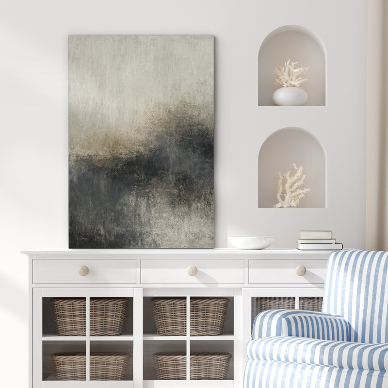 Gray and Black Abstract Art – Pictures Framed Canvas Print Wall Art, 36" H x 24" W x 1.5" D, Wrapped Canvas