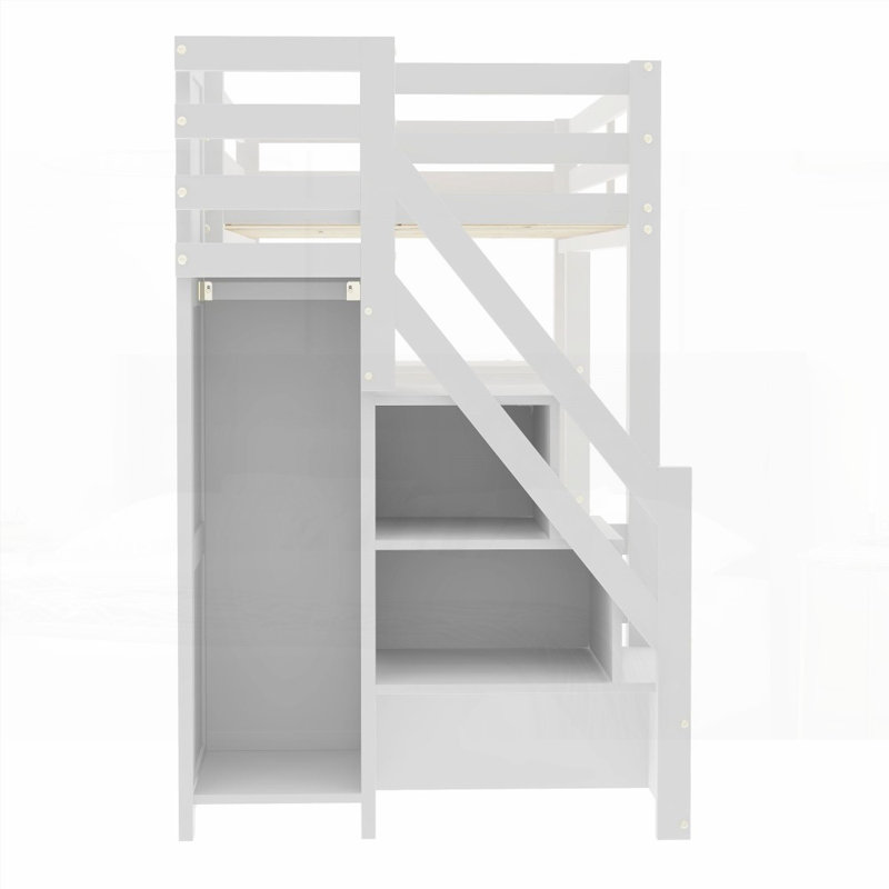 Lit mezzanine simple avec tablettes et amp; Rangement - Aucun sommier requis, robuste et robuste Durable!, Lit simple