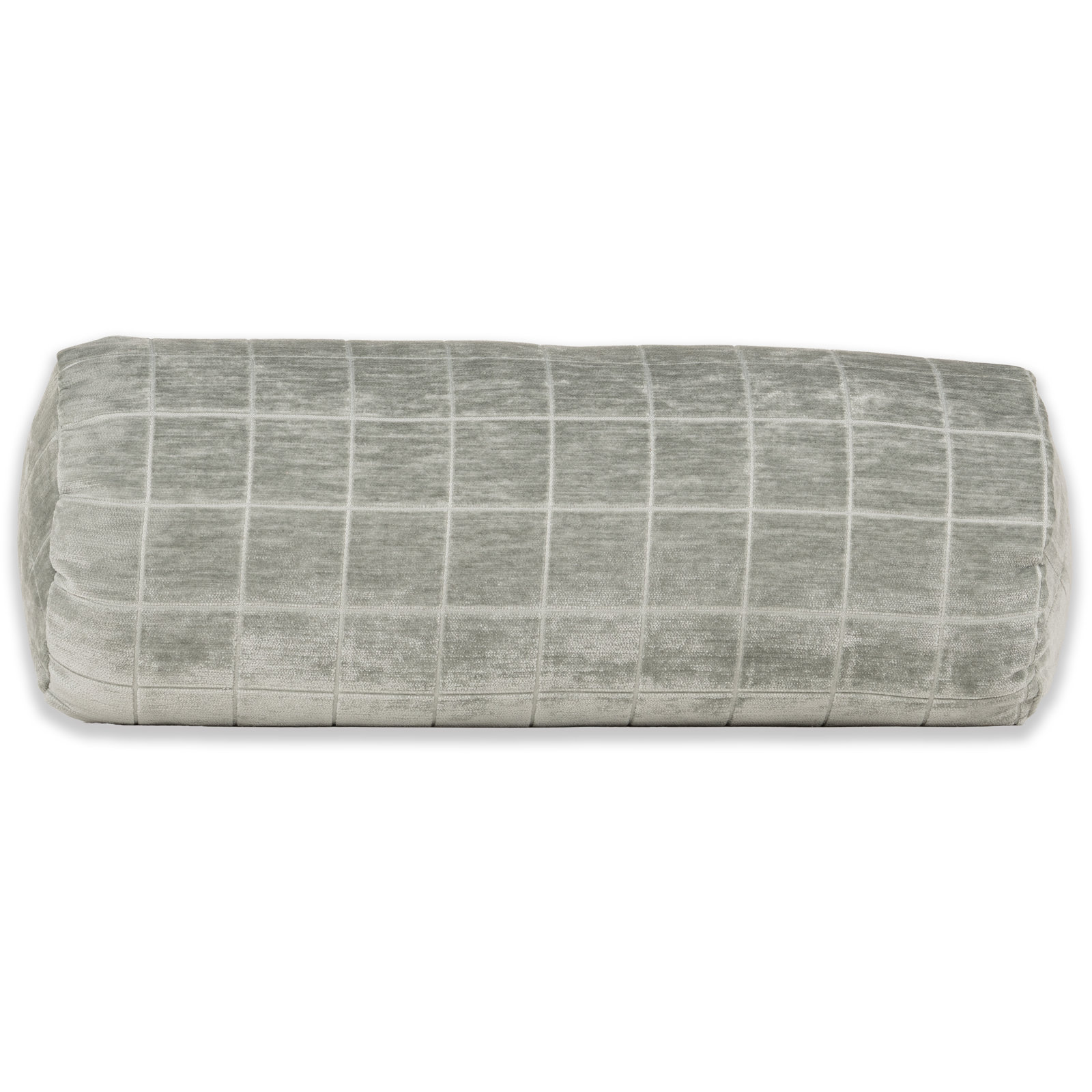 Otterville Velvet Grid Bolster Pillow, Cement Geometric, Bolster 8"H x 39"W