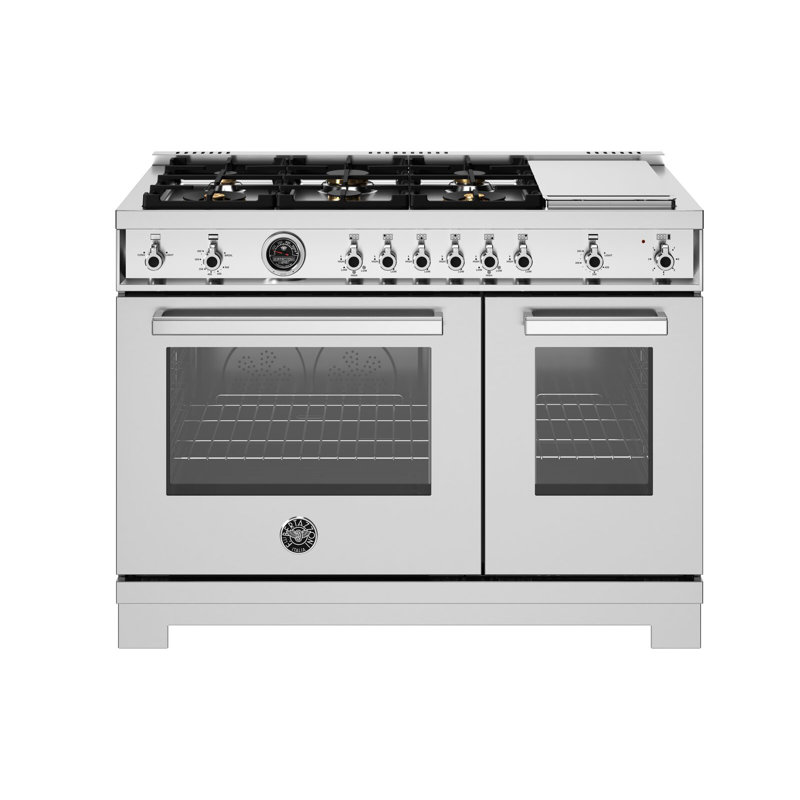 Professional Series All-Gas Range 48" - 6 Brass Burners + Electric Griddle - Gas Oven, Stainless Steel, Natural Gas