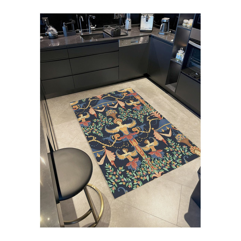 Tapis multicolore multicolore à motif tissé et lavable, Tapis de couloir 3 pi 3 po x 6 pi 7 po inclus