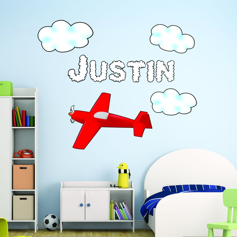 Décalcomanie murale personnalisée de style avion personnalisé avec avion Steverson, H 24 po x L 28 po, Oui
