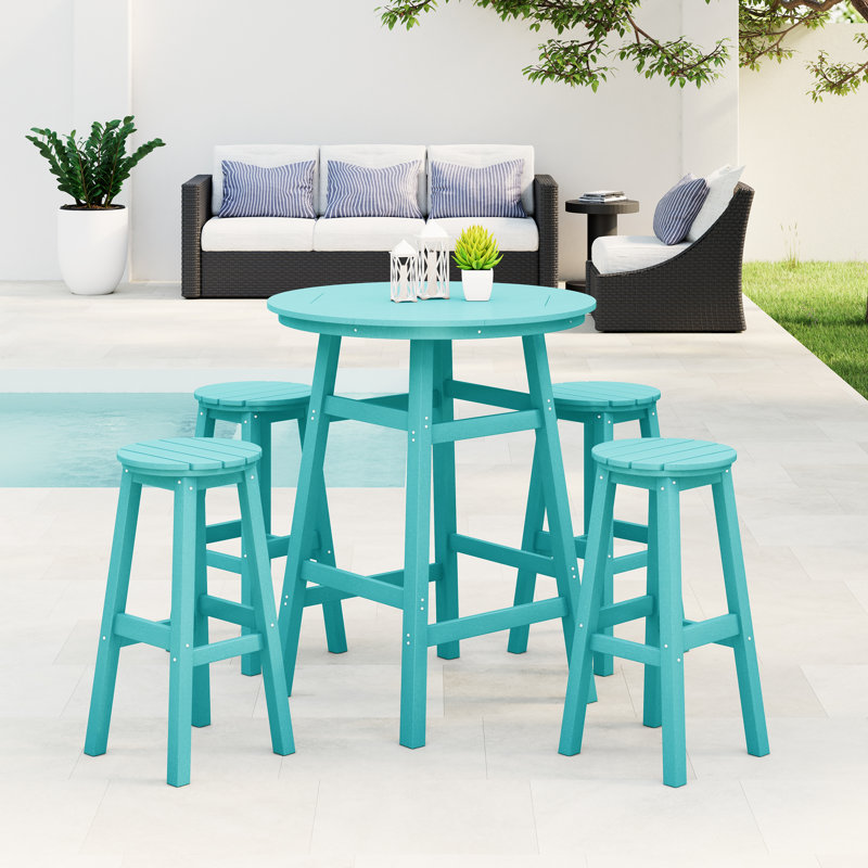 Laguna 5-Piece Round Bar Set, Teal