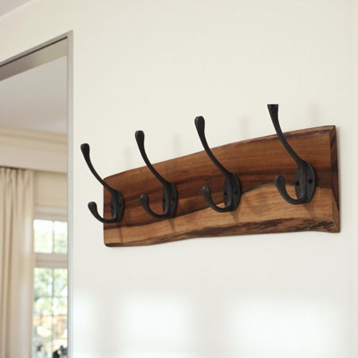 Hand-crafted Live Edge Acacia Wood Coat Rack