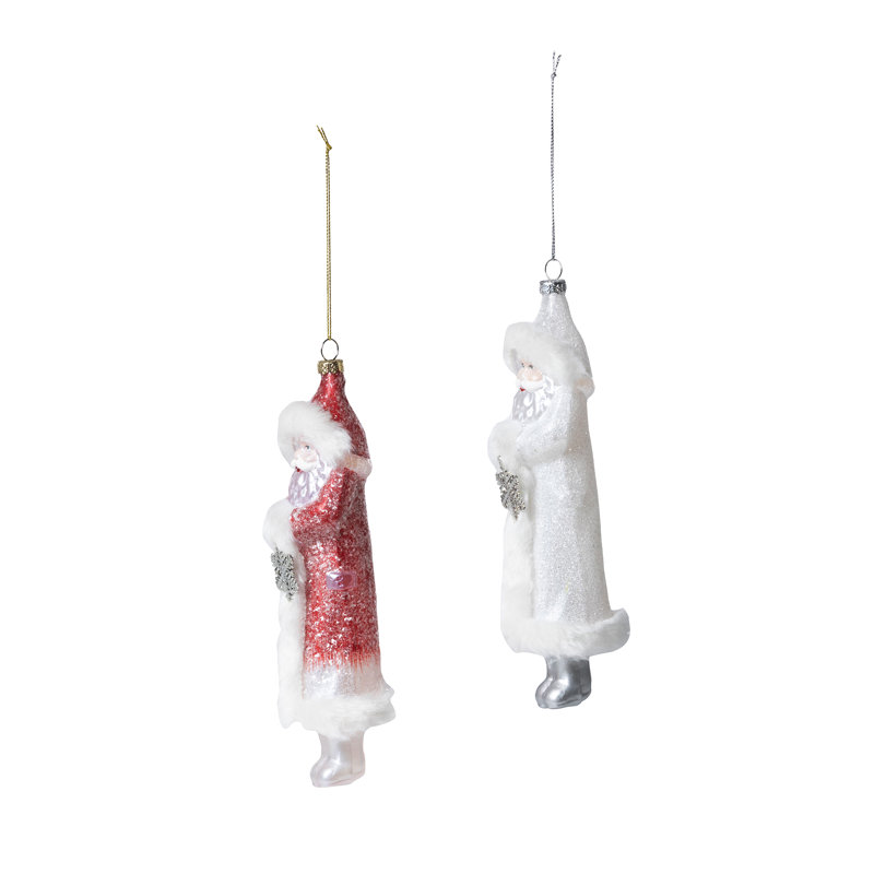 Ornement en verre Père Noël, 2 styles variés