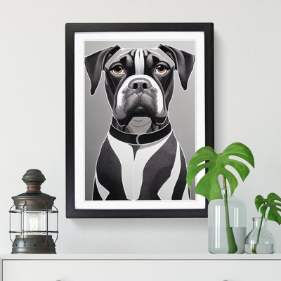 Boxer Dog Geometric 1 Piece Single Picture Frame Wall Art