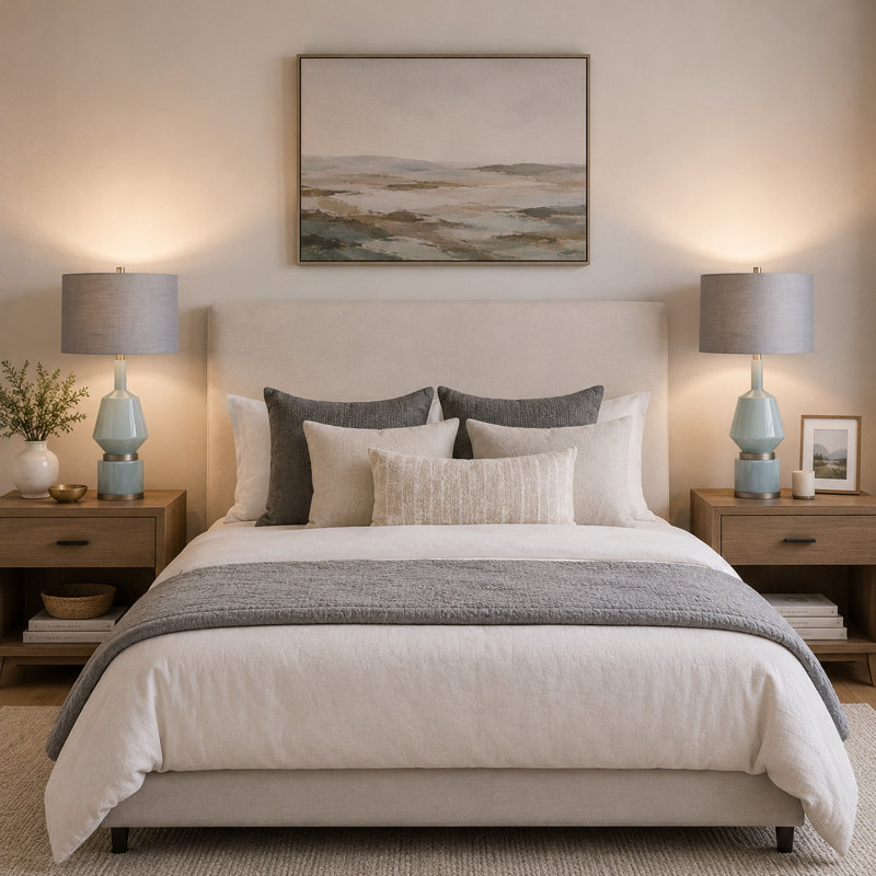 28.75" Metal Table Lamp With Gray Shade