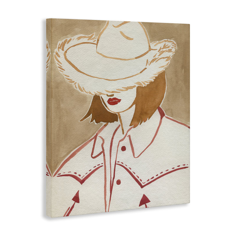  «Western Fashion Woman», art mural sur toile par Grace Popp, H 48 po x l 36 po
