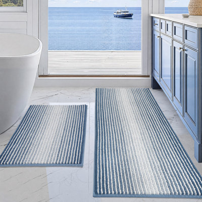Quick‑Dry Shaggy Bath Mat 2‑Piece Non‑Slip Floor Rug