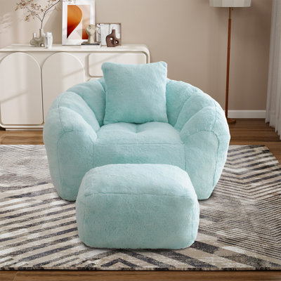 Modern Bean Bag Chairs,Upholstered Lazy Sofa Reading Chair With Ottoman by Trule