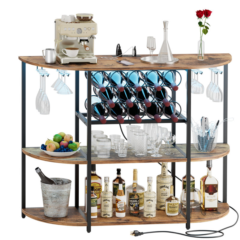 Jeriann Tabletop Wine Bottle & Glass Rack, Brown