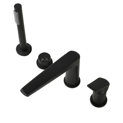 Topcraft Deck-Mounted 4-Hole Bathtub Filler Faucet With Handheld Shower