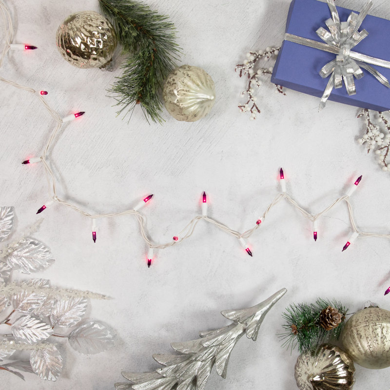 50-Count Mini Christmas Light Set 10ft Wire, Purple/White