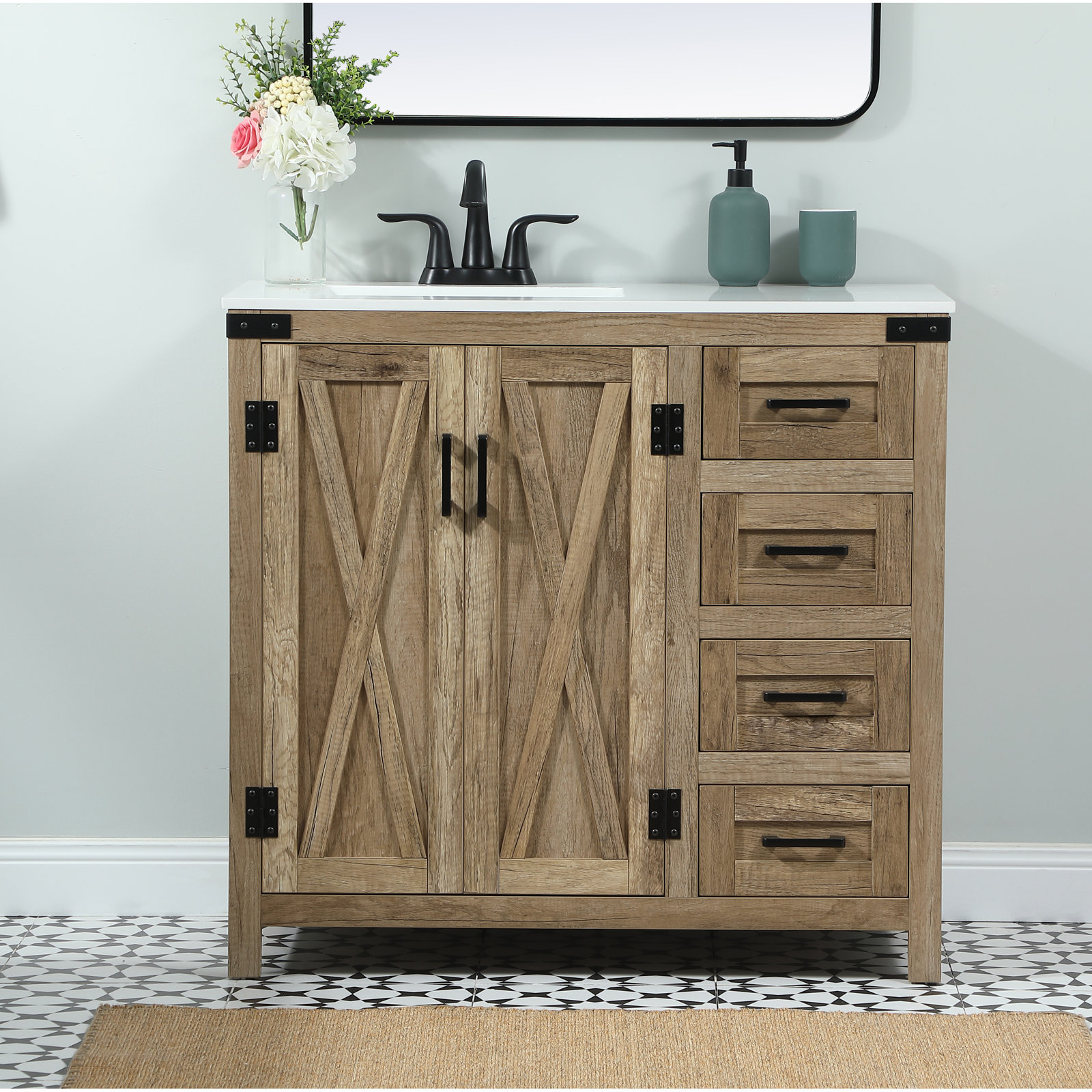 Slayton 36" Single Bathroom Vanity Set, Natural Oak