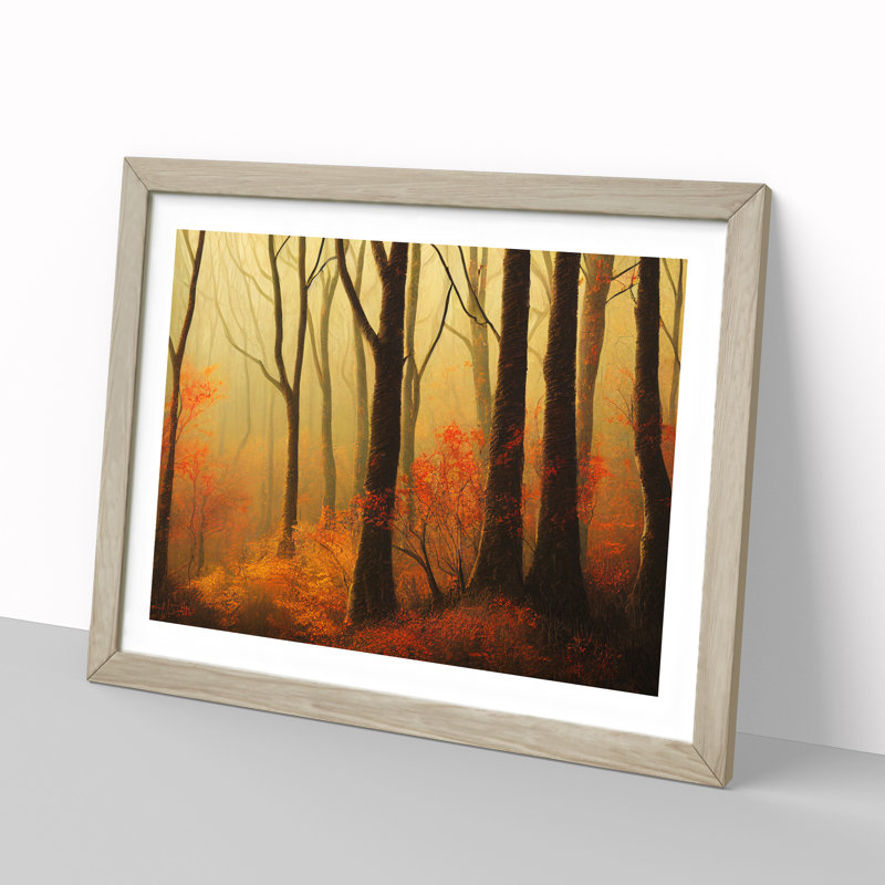 Uplifting Autumn Forest - Framed Print, 34cm H x 46cm W x 2cm D, Oak