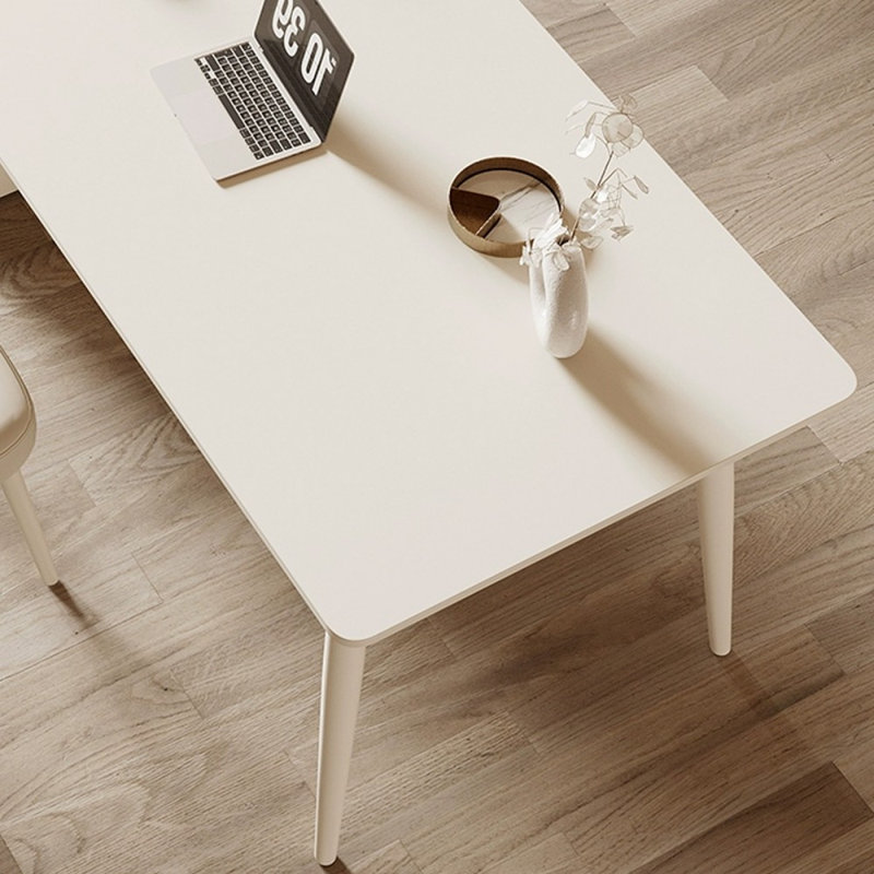 Bureau blanc rectangulaire en bois manufacturé avec 3 tiroirs, Retour à gauche, H 29,53 po x l 55,12 po x P 31,5 po