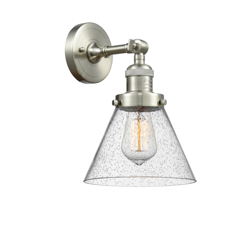 Agustine Flush Mount, Brushed Satin Nickel, 13.5" H x 7.75" W x 7.75" D