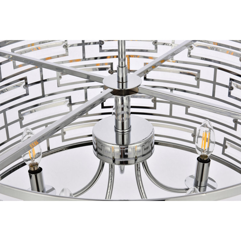 Lustre tambour 5 lumières Sybil, Chrome chrome, H 77 po x l 24 po x P 24 po