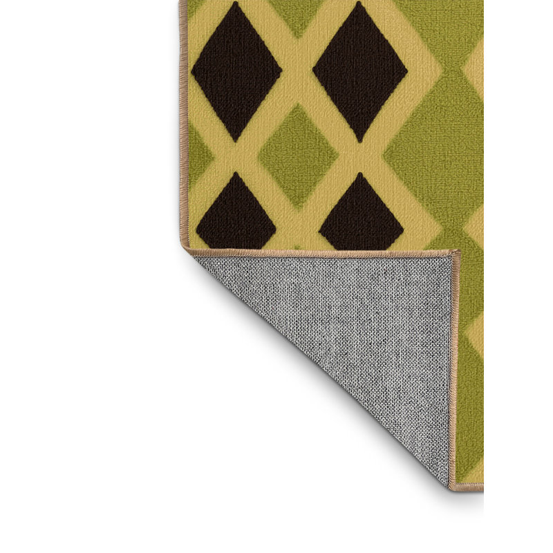 Tapis brun treillis lavable à la machine, Rond 6 pi