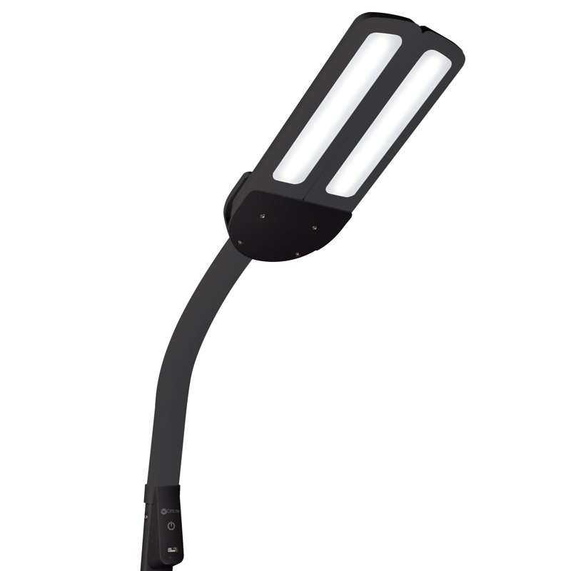 Black Adjustable LED Floor Lamp with USB Charging Port