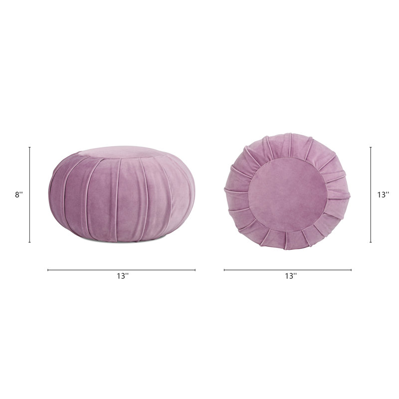 Lavender Velvet Round Pleated Accent Pouffe Pillow