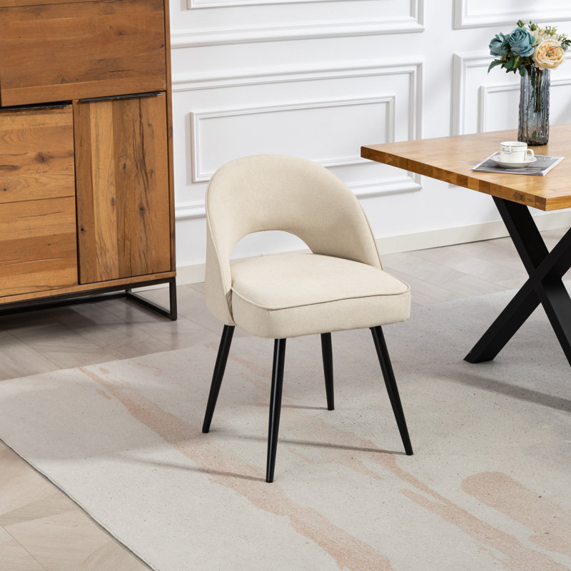 48cm H Polyester Upholstered Metal Upholstered Back Accent, Beige