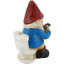 Statue de gnome d'extérieur 9,5 po - Cody sur la cuvette de toilette lisant son téléphone
