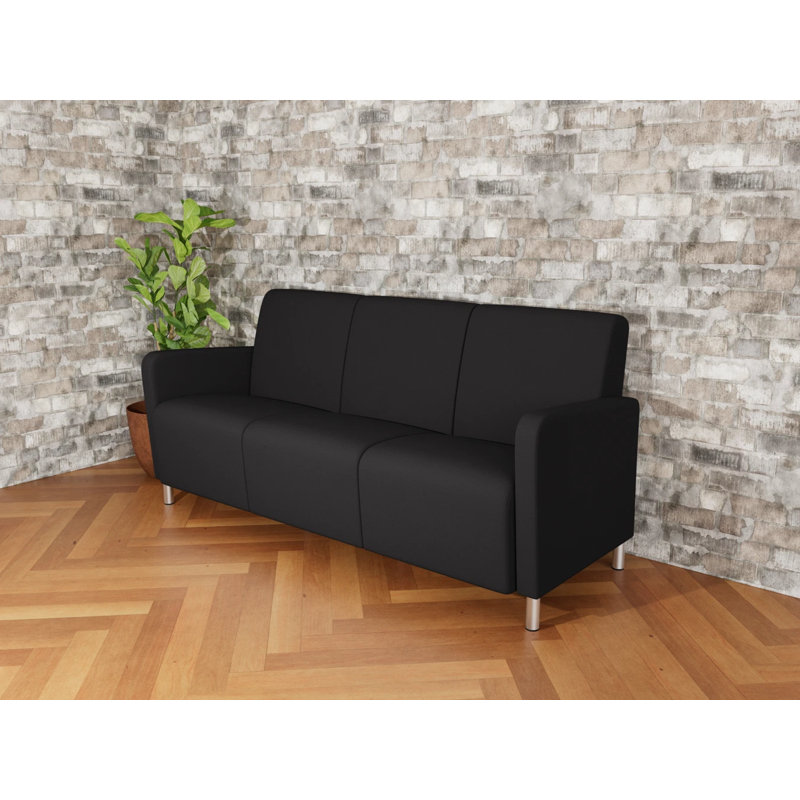 Fauteuil de réception 3 places Ravenna, Acier brossé, Visite libre noire
