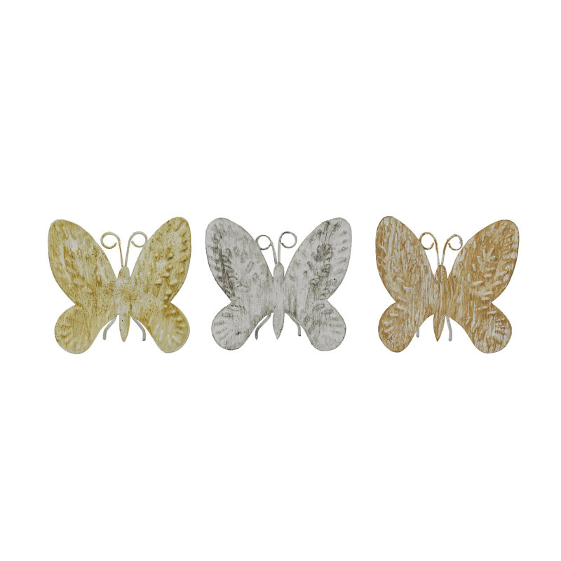 Ensemble de 3 figurines papillon patinées Foreside Home & Garden