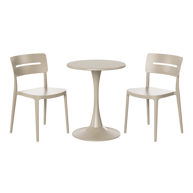 Ensemble repas extérieur 2 personnes, H 28,5 po x l 23,5 po x P 23,5 po, Beige, 2