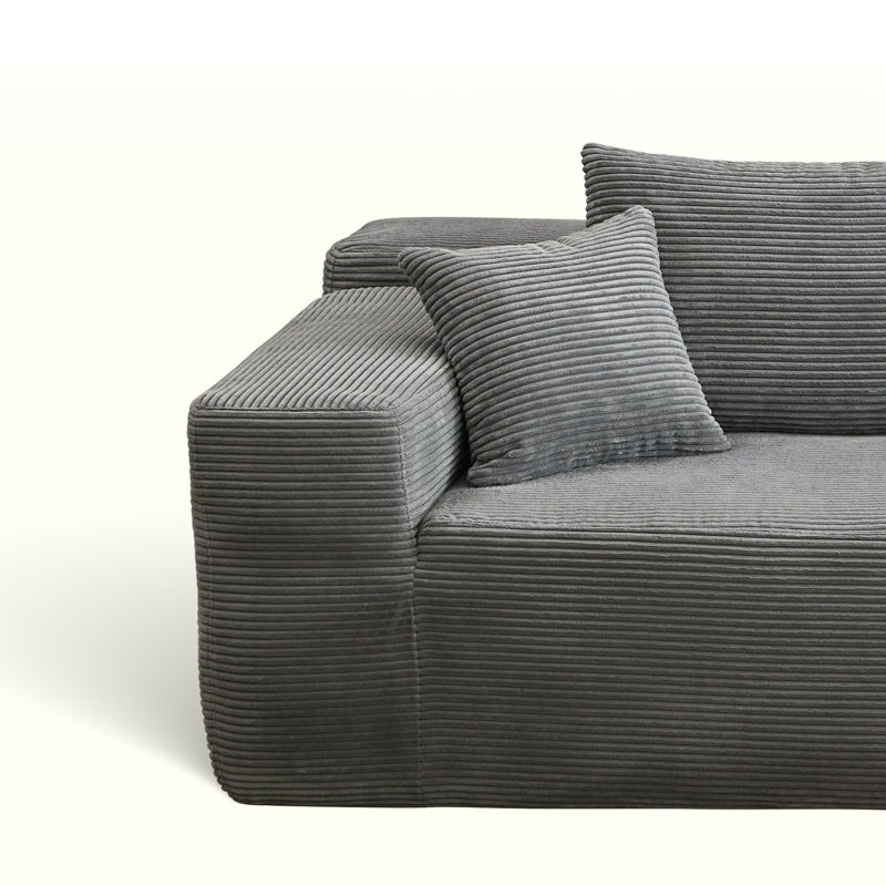 Canapé modulaire rembourré 2 pièces Natick, Accoudoir à droite (vu de face), Polyester gris