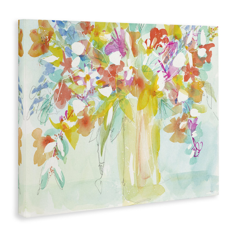 "Bold Eclectic Bouquet", art mural sur toile par Krinlox, H 16 po x l 20 po