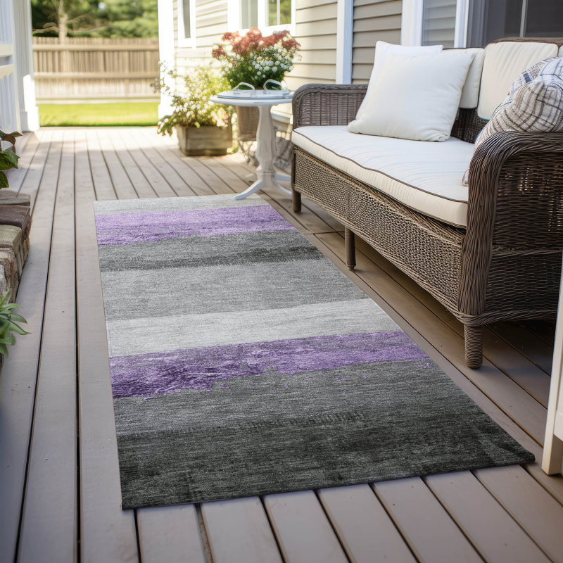 Tapis lavande lavable à la machine intérieur / extérieur Xhevrie, Tapis de couloir 2 pi 3 po x 7 pi 6 po