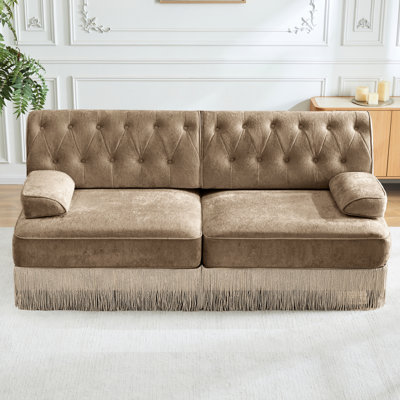 Velours doux Camel 2 - siège, frange à pampille, bouton pour les aires de repos, espaces de vie