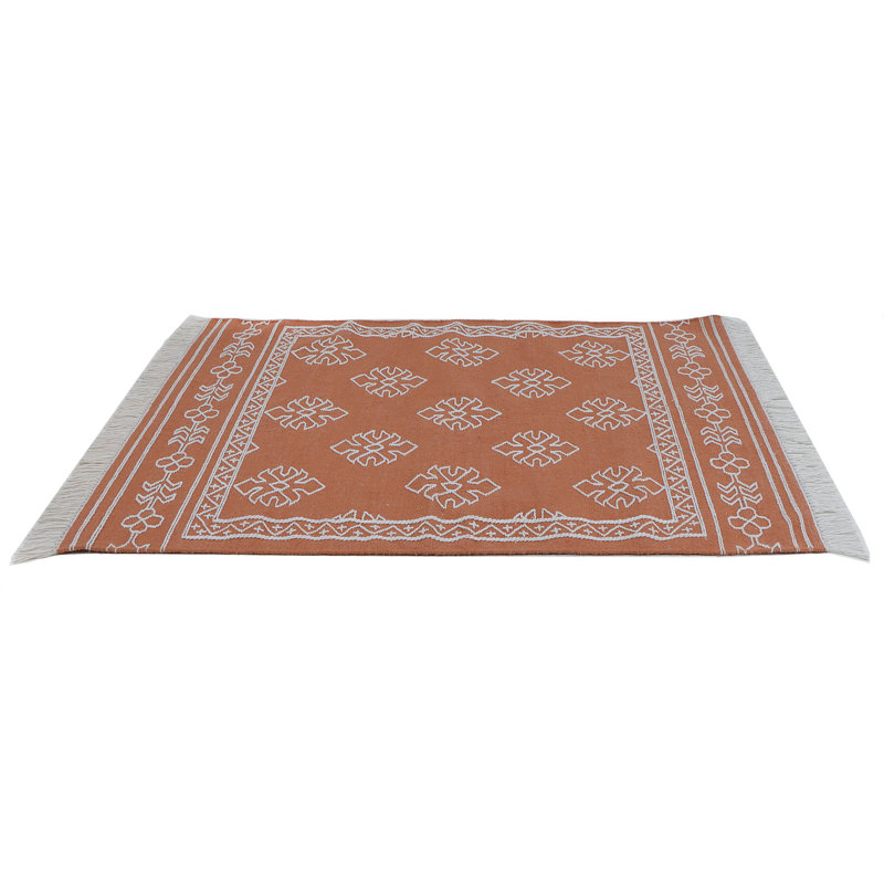 Geometric Area Rug in Orange, Rectangle 9' x 12'