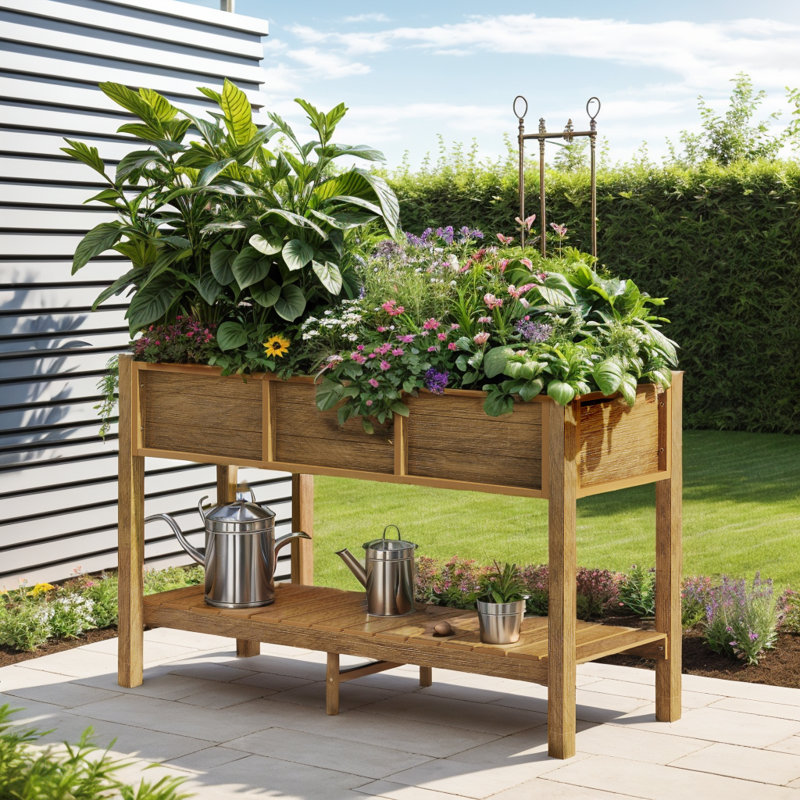 Slawa Elevated Planter, Brown