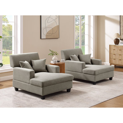 Ensemble de 2 chaises longues rembourrées Monroeville de 94 cm de large avec dossier inclinable réglable
