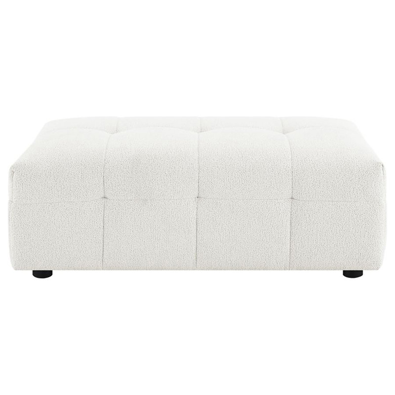 Nuss Boucle Upholstered Rectangular Ottoman Off White