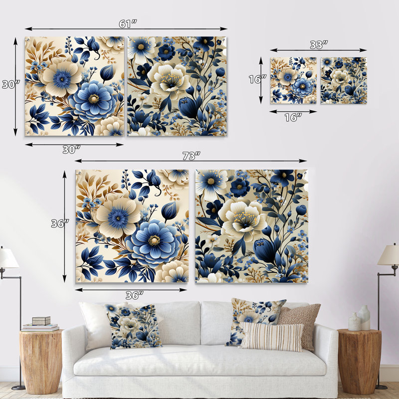 Chatsworth - Ensemble de 2 art mural en verre acrylique, H 36 po x l 73 po
