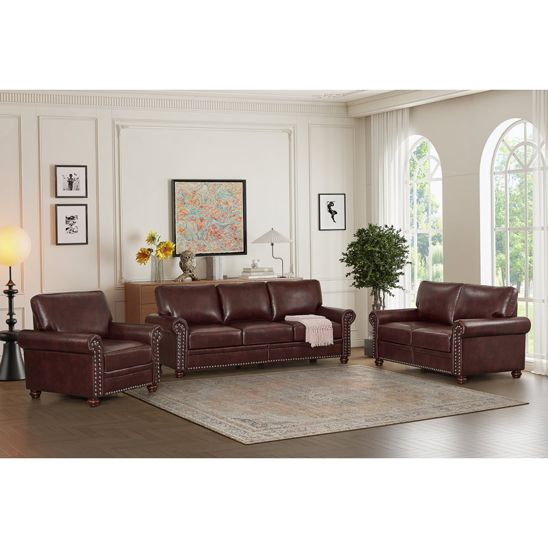 Canapé modulaire 1 + 2 + 3 avec rangement en similicuir, Brun
